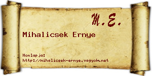 Mihalicsek Ernye névjegykártya